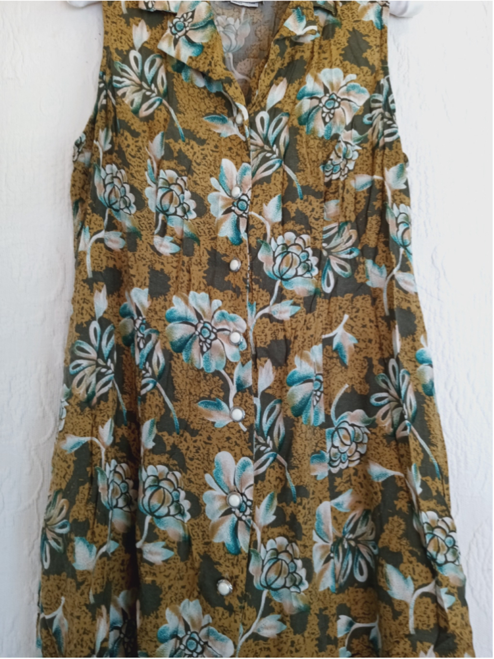 Vintage Bentley Mustard Floral button down Midi Dress 90s grunge boho earthy LG - Picture 4 of 13